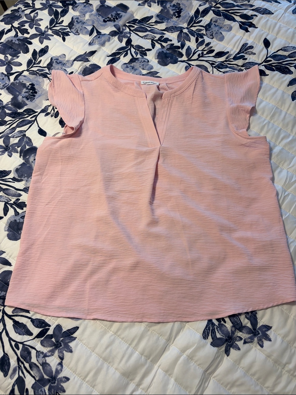 Calvin Klein Blush Pink Flutter Sleeve Top